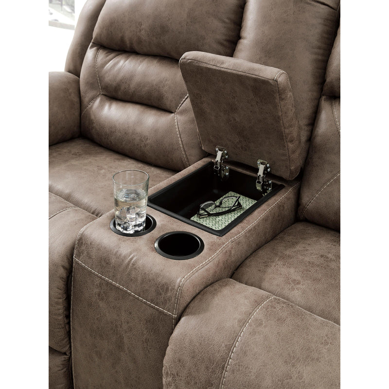 Signature Design by Ashley Stoneland Reclining Leather Look Loveseat with Console 3990594 IMAGE 6