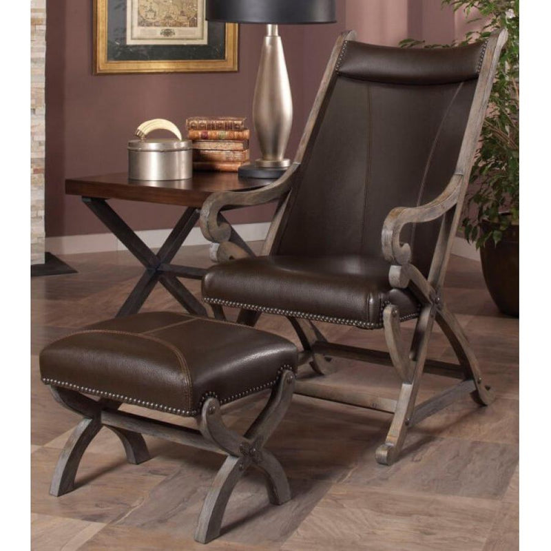  Elements International Hunter LHT140101 Accent Chair and Ottoman - Wire-Brushed Grey IMAGE 2