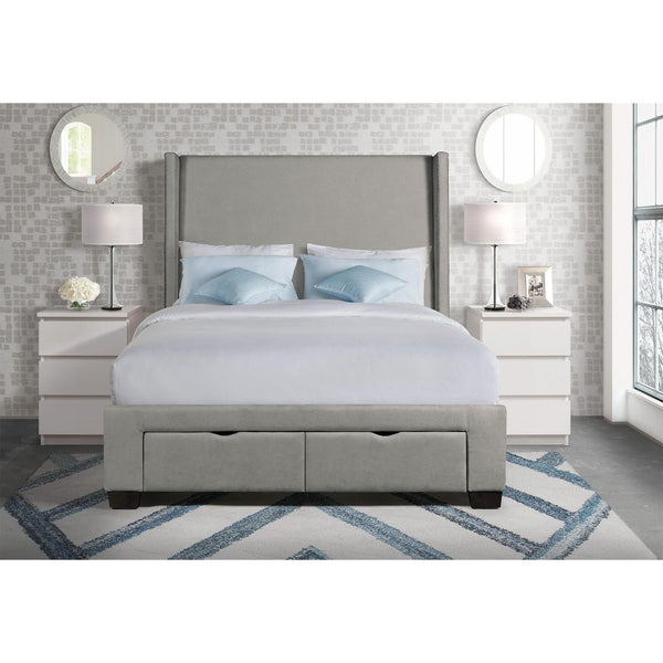 Elements International Magnolia Queen Upholstered Platform Bed with Storage UMG3151QSB IMAGE 1