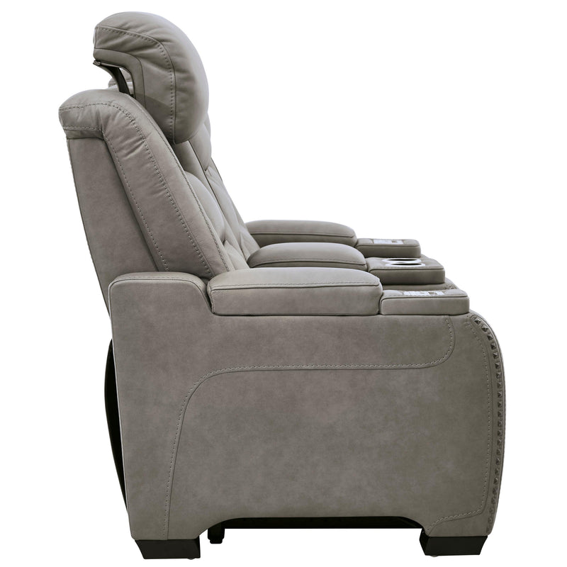 Signature Design by Ashley The Man-Den Power Reclining Leather Match Loveseat with Console U8530518 IMAGE 4