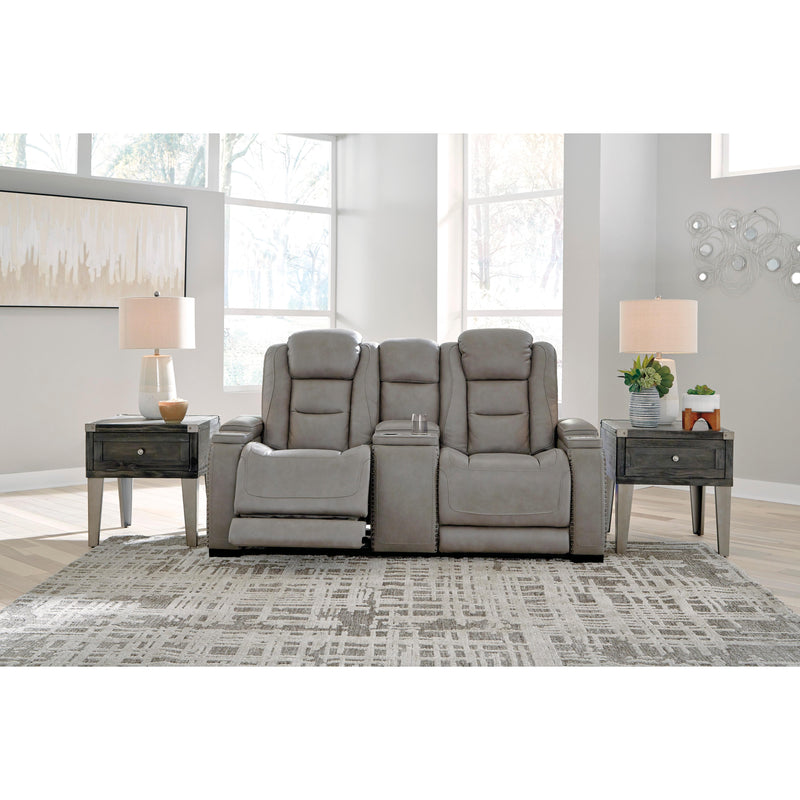 Signature Design by Ashley The Man-Den Power Reclining Leather Match Loveseat with Console U8530518 IMAGE 9