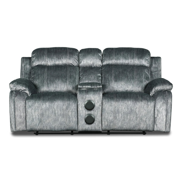 New Classic Furniture Tango Power Reclining Fabric and Leather Look Loveseat with Console U396-25P1-SHW IMAGE 1