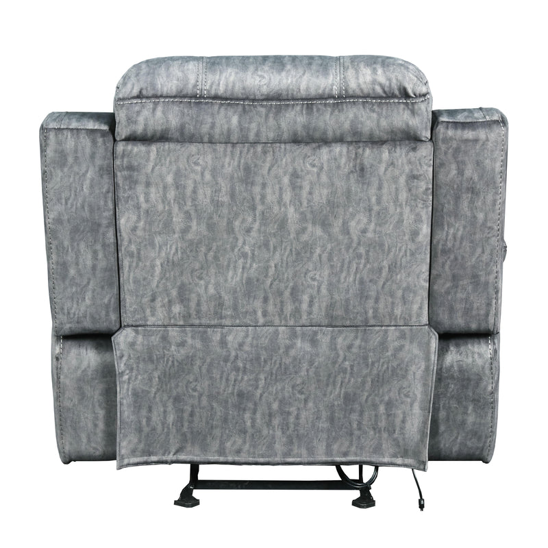 New Classic Furniture Tango Power Glider Fabric and Leather Look Recliner U396-13P1-SHW IMAGE 5