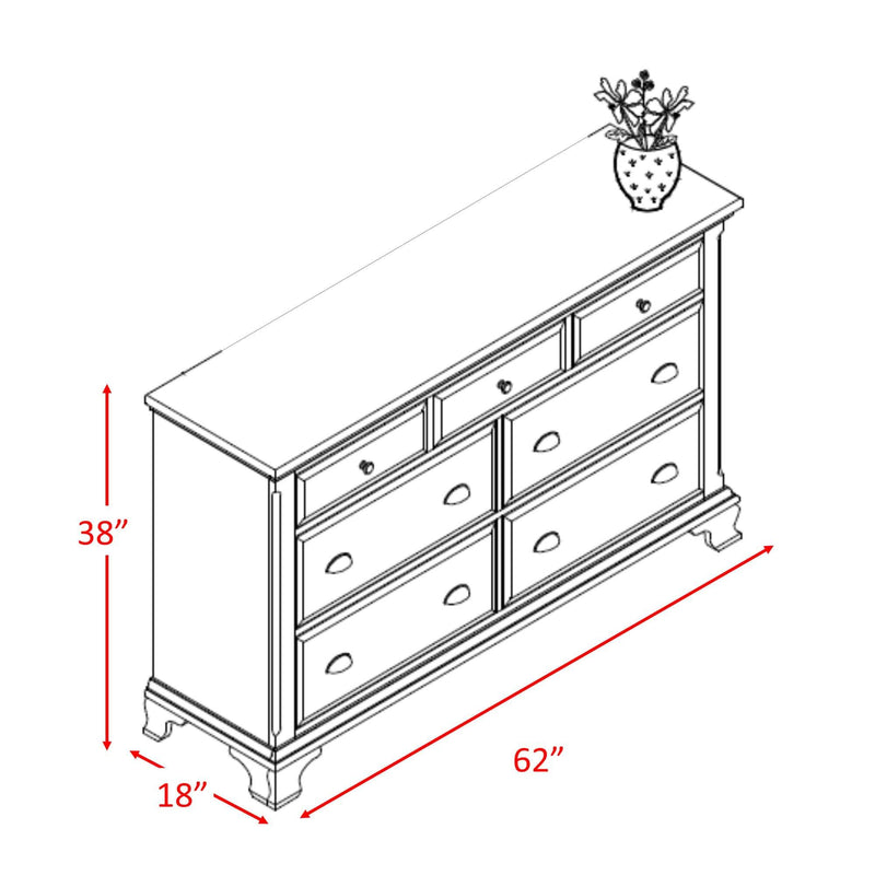 Elements International Canton Cherry 7-Drawer Dresser CN600DR IMAGE 4