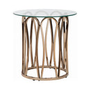  Coaster Furniture Monett 708057 Round Glass Top Side End Table - Chocolate Chrome IMAGE 2