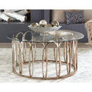  Coaster Furniture Monett 708058 Round Glass Top Coffee Table - Chocolate Chrome IMAGE 2