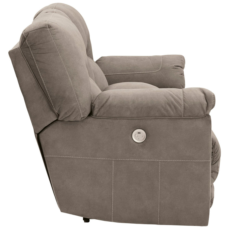 Benchcraft Cavalcade Power Reclining Leather Look Loveseat with Console 7760196 IMAGE 4