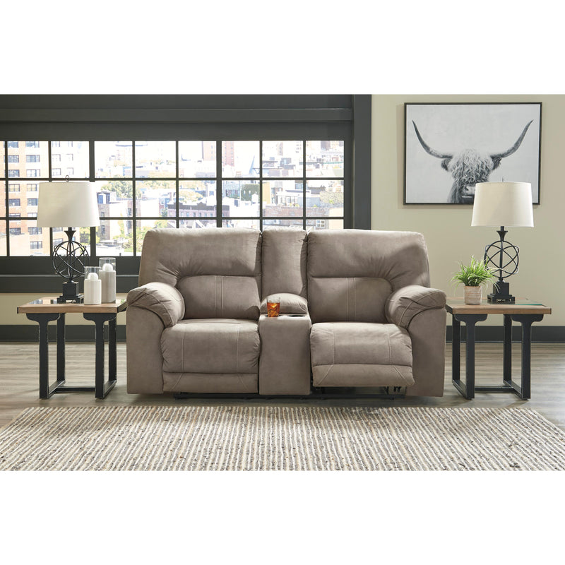 Benchcraft Cavalcade Power Reclining Leather Look Loveseat with Console 7760196 IMAGE 6