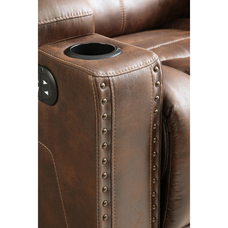 Signature Design by Ashley Owner's Box Power Reclining Leather Look Loveseat with Console 2450518 IMAGE 10