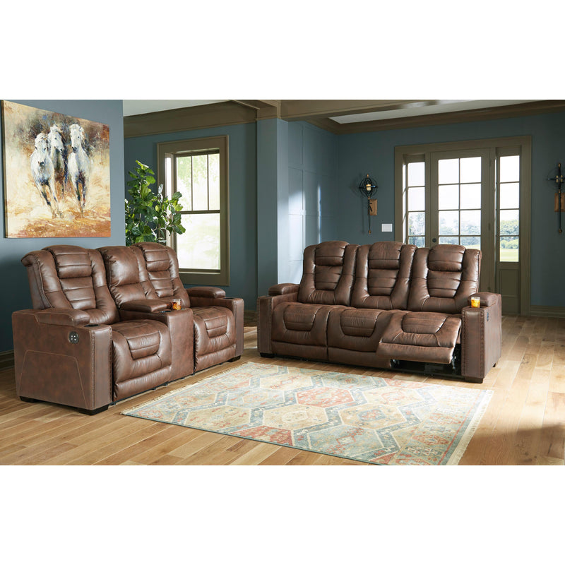 Signature Design by Ashley Owner's Box Power Reclining Leather Look Loveseat with Console 2450518 IMAGE 12