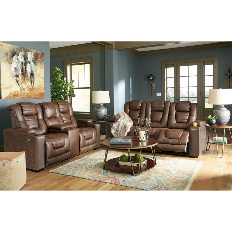 Signature Design by Ashley Owner's Box Power Reclining Leather Look Loveseat with Console 2450518 IMAGE 13