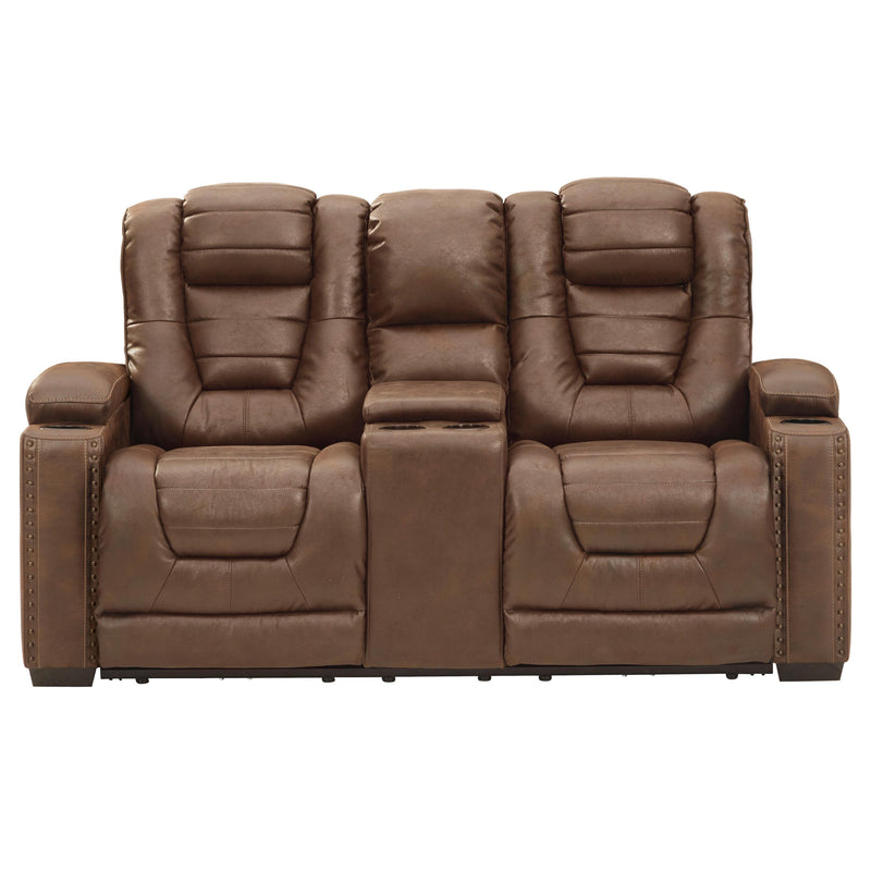 Signature Design by Ashley Owner's Box Power Reclining Leather Look Loveseat with Console 2450518 IMAGE 1