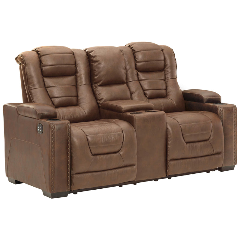 Signature Design by Ashley Owner's Box Power Reclining Leather Look Loveseat with Console 2450518 IMAGE 2