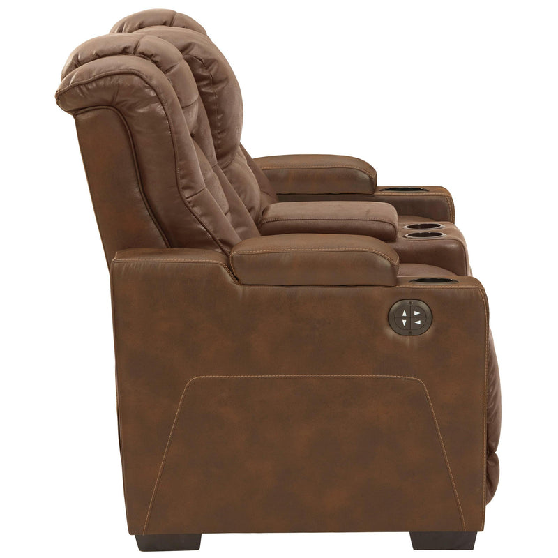 Signature Design by Ashley Owner's Box Power Reclining Leather Look Loveseat with Console 2450518 IMAGE 4