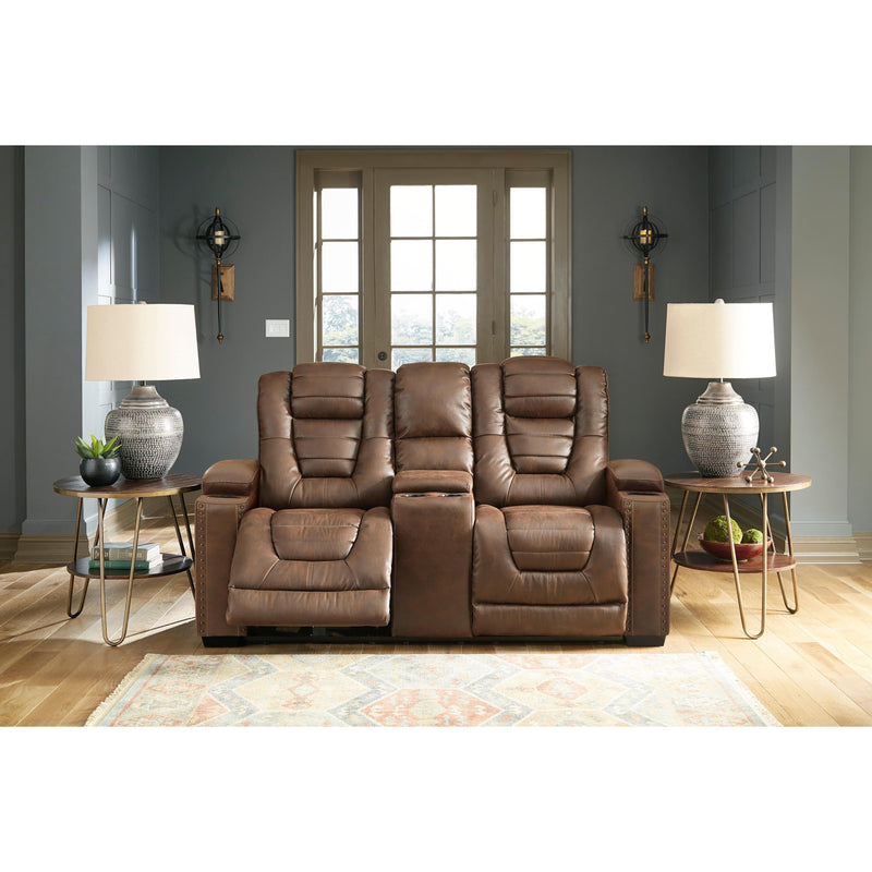 Signature Design by Ashley Owner's Box Power Reclining Leather Look Loveseat with Console 2450518 IMAGE 7