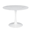  Coaster Furniture Arkell 193051 Round 40-inch Faux Marble Top Dining Table - White IMAGE 1