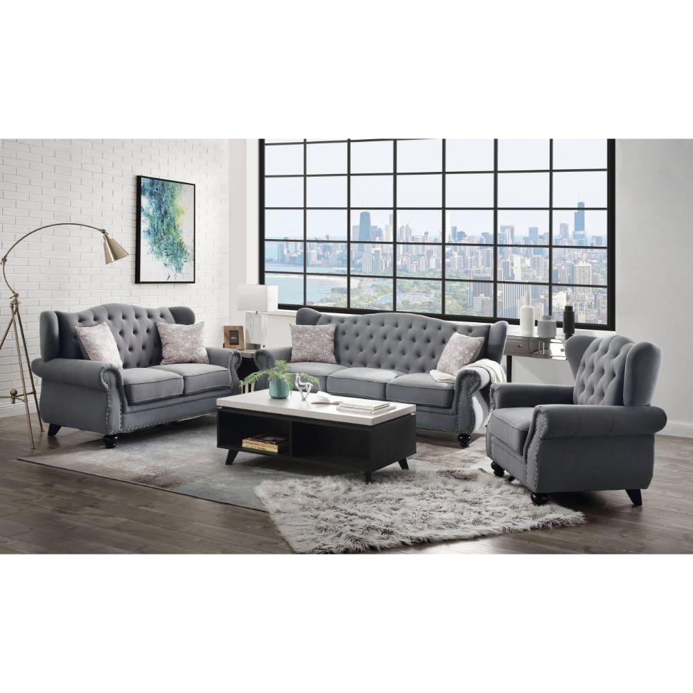 ACME アクメファニチャー TROY SOFA ブラック〜グレーファブリック 展示品◇ACME FURNITURE(アクメファニチャー)のTROY SOFA(トロイ