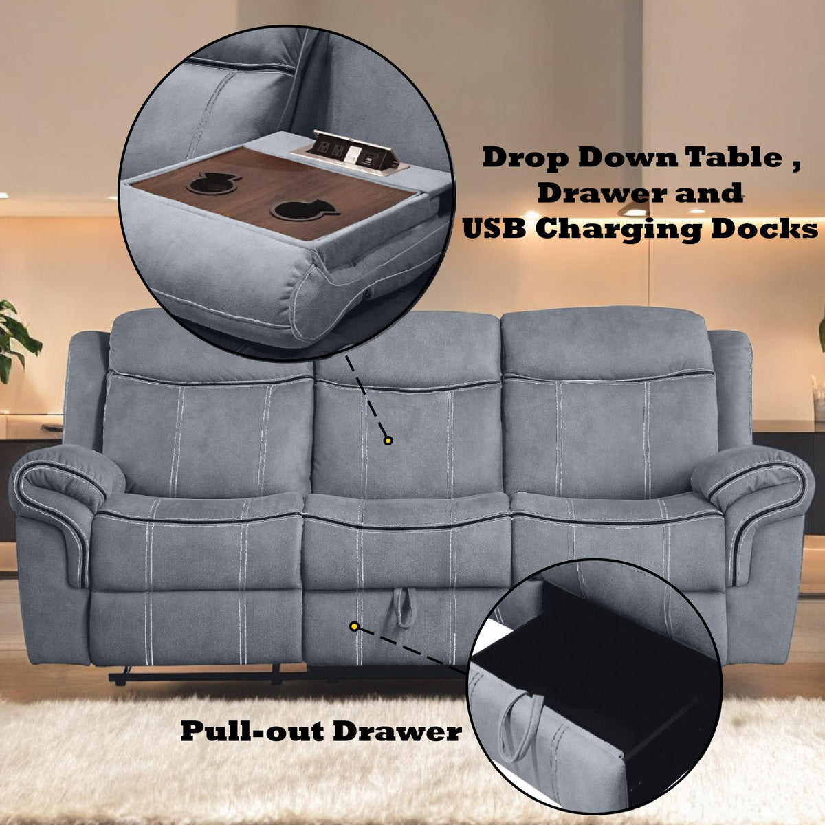Acme Furniture Zubaida 55025 Motion Sofa & Console with USB