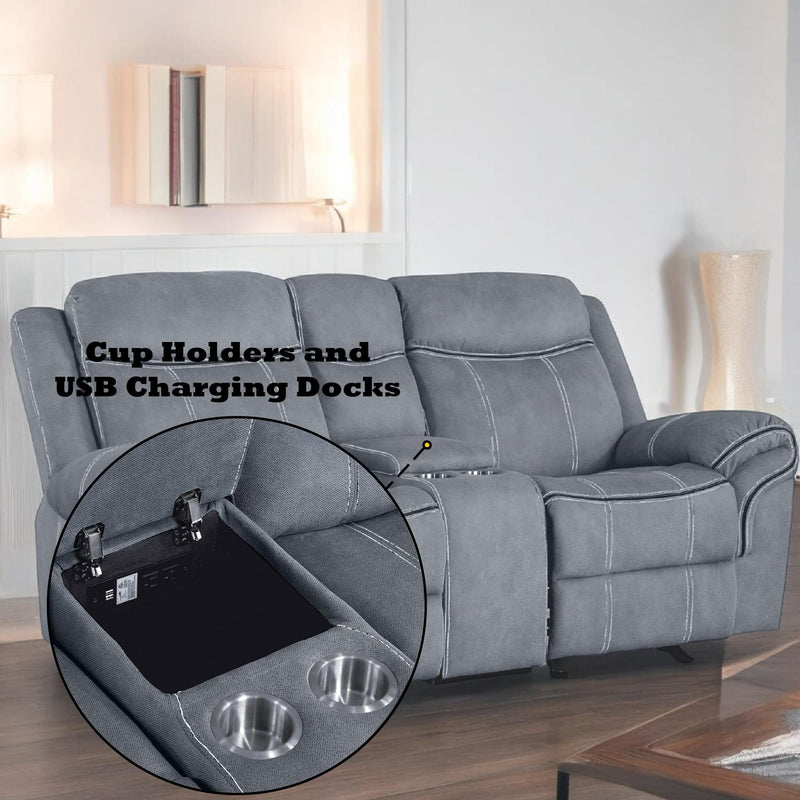 Acme Furniture Zubaida 55026 Motion Loveseat & Console with USB IMAGE 8