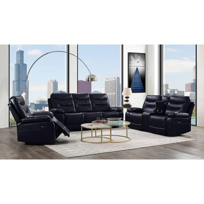 Acme Furniture Aashi Reclining Leather Match Loveseat with Console 55371 IMAGE 8