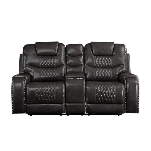 Acme Furniture Braylon Reclining Polyurethane Loveseat with Console 55411 IMAGE 1