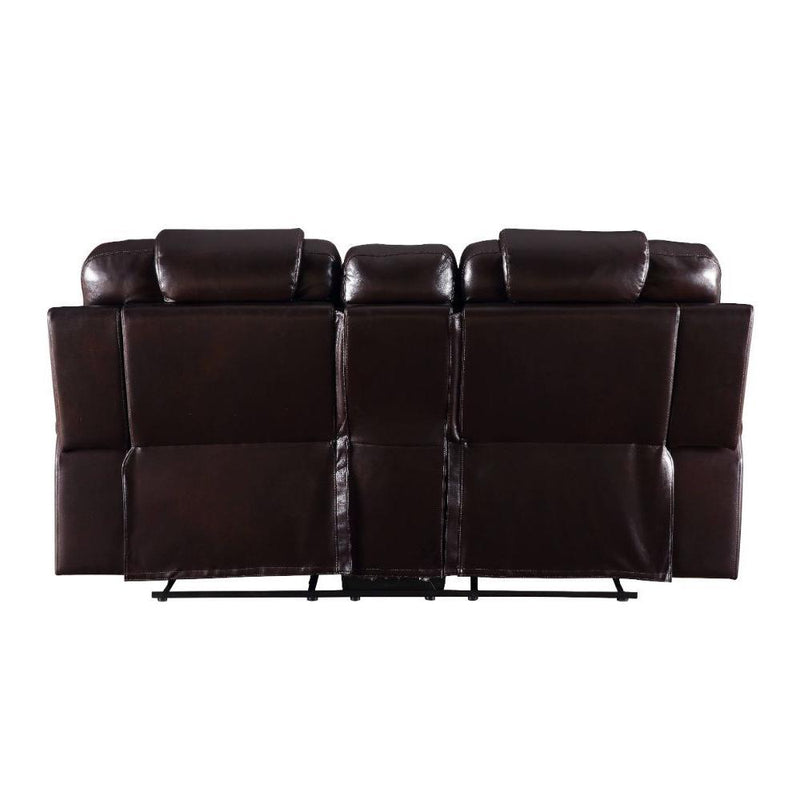 Acme Furniture Braylon Reclining Polyurethane Loveseat with Console 55416 IMAGE 5