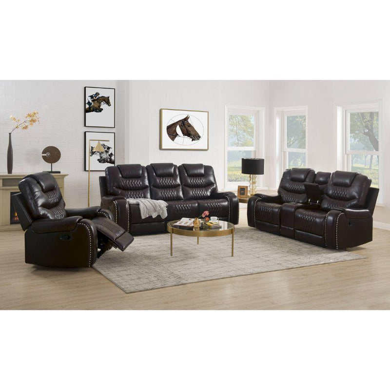 Acme Furniture Braylon Reclining Polyurethane Loveseat with Console 55416 IMAGE 8