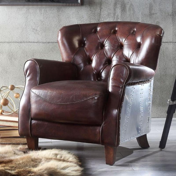 Acme Furniture Brancaster Stationary Leather Accent Chair 59830 IMAGE 1