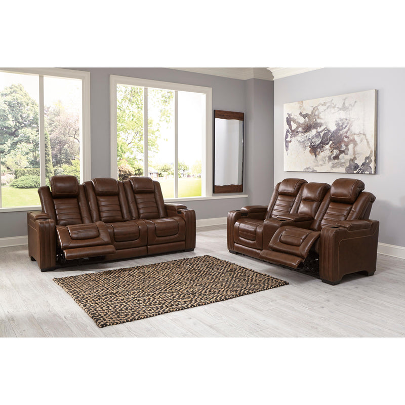 Signature Design by Ashley Backtrack Power Reclining Leather Match Loveseat with Console U2800418 IMAGE 13