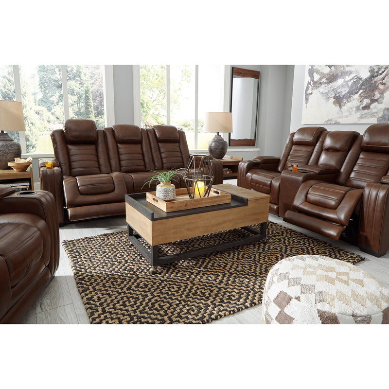 Signature Design by Ashley Backtrack Power Reclining Leather Match Loveseat with Console U2800418 IMAGE 14