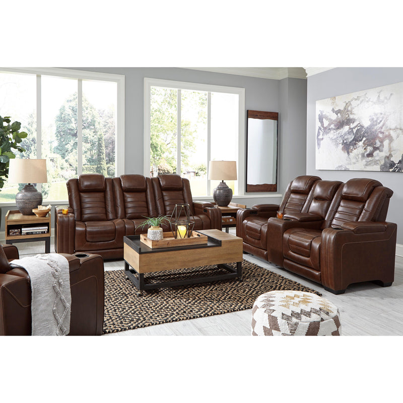 Signature Design by Ashley Backtrack Power Reclining Leather Match Loveseat with Console U2800418 IMAGE 17