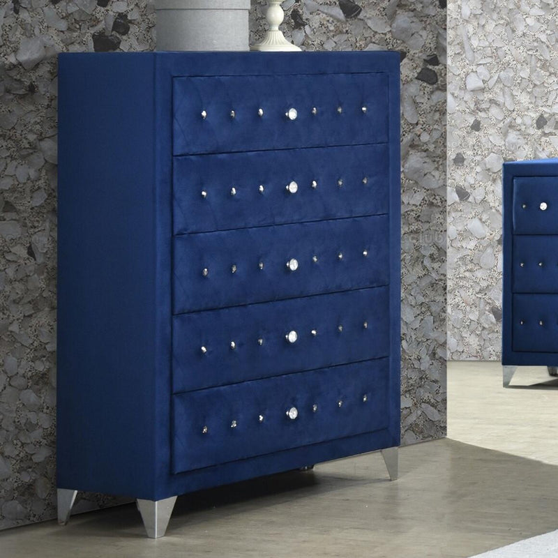 blue velvet dresser QUINTON Blue 61" Wide Dresser