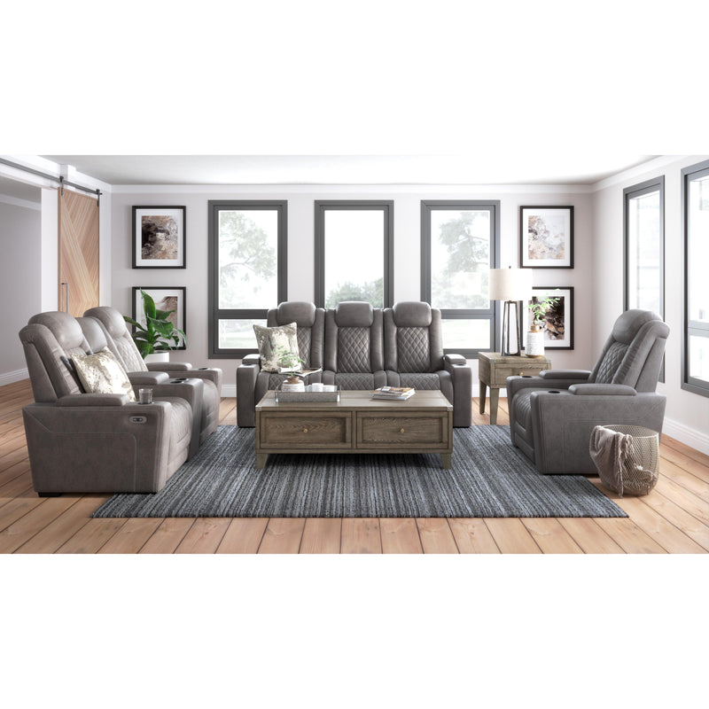 Signature Design by Ashley HyllMont Power Reclining Leather Look Loveseat with Console 9300318 IMAGE 12