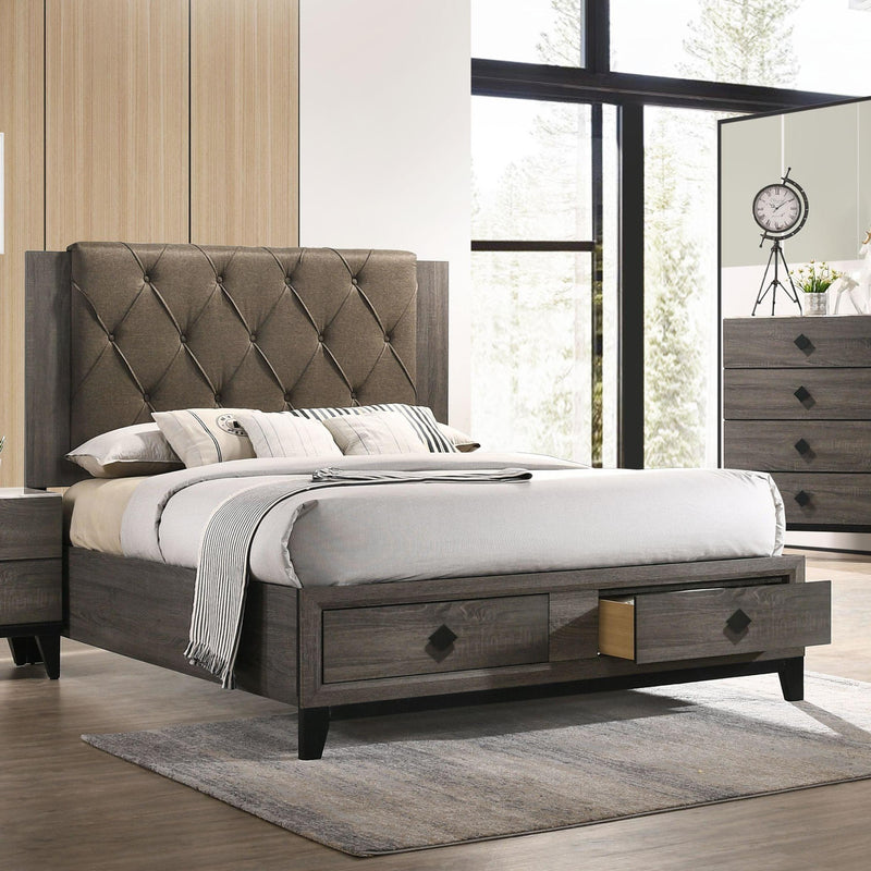 Acme Furniture Avantika Queen Upholstered Panel Bed with Storage 27670Q IMAGE 4