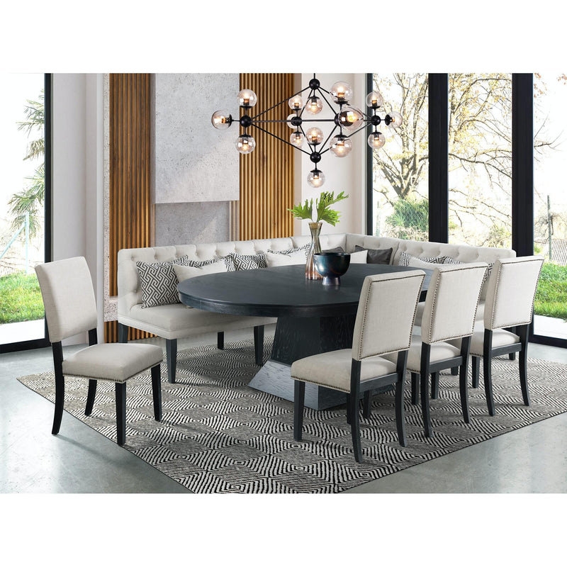 Elements International Oval Maddox Dining Table with Pedestal Base DMD100DTTB IMAGE 2