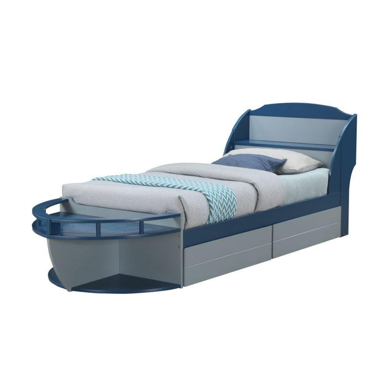 Acme Furniture Neptune II 30620T Twin Bed with 2 Storage Drawers - Gray & Navy IMAGE 3