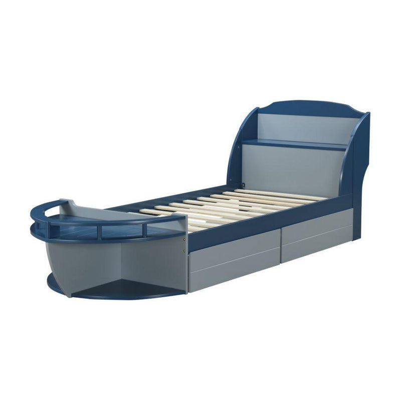 Acme Furniture Neptune II 30620T Twin Bed with 2 Storage Drawers - Gray & Navy IMAGE 4