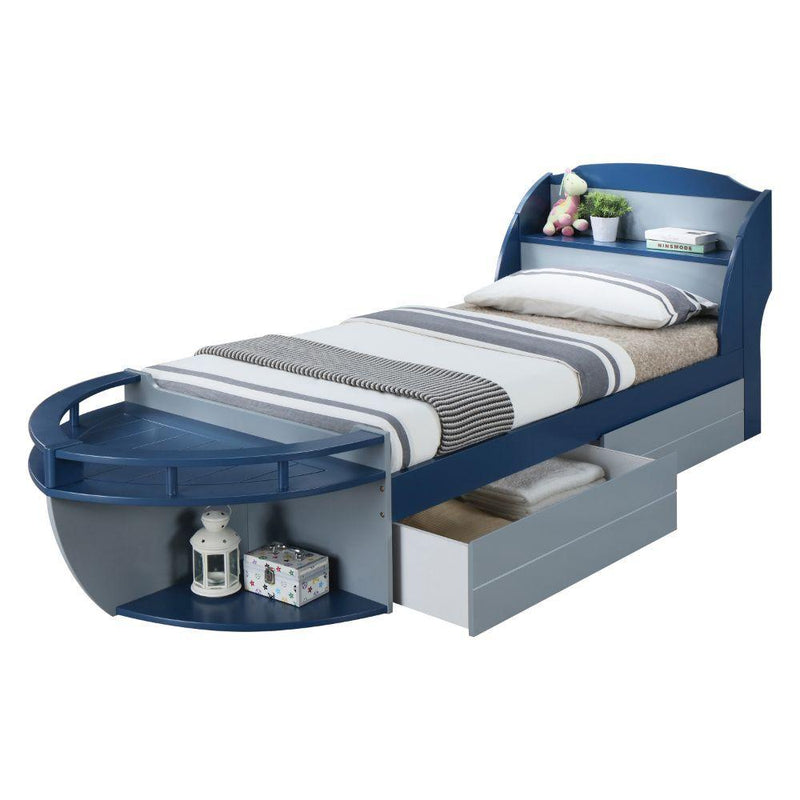 Acme Furniture Neptune II 30620T Twin Bed with 2 Storage Drawers - Gray & Navy IMAGE 6