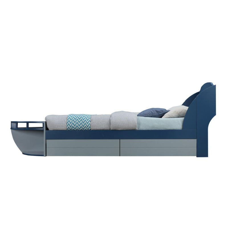 Acme Furniture Neptune II 30620T Twin Bed with 2 Storage Drawers - Gray & Navy IMAGE 7