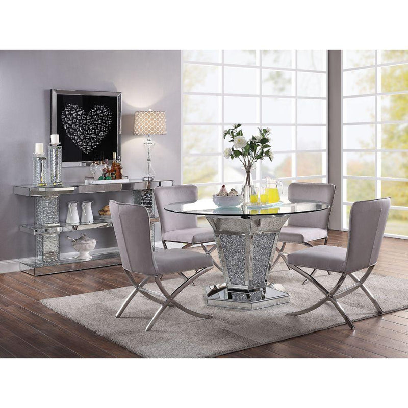 Acme Furniture Round Noralie Dining Table with Glass Top and Pedestal Base 71285 IMAGE 11