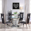 Acme Furniture Round Noralie Dining Table with Glass Top and Pedestal Base 71285 IMAGE 7