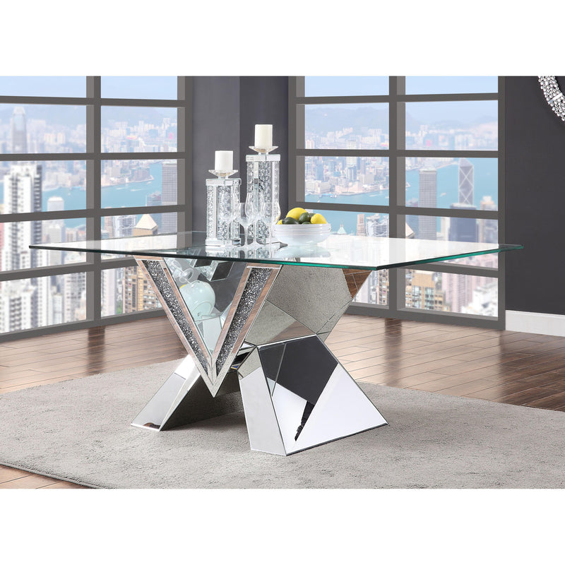 Acme Furniture Noralie Dining Table with Glass Top and Pedestal Base 71280 IMAGE 4