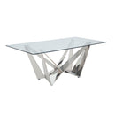 Acme Furniture Dekel Dining Table with Glass Top and Pedestal Base 70140 IMAGE 1