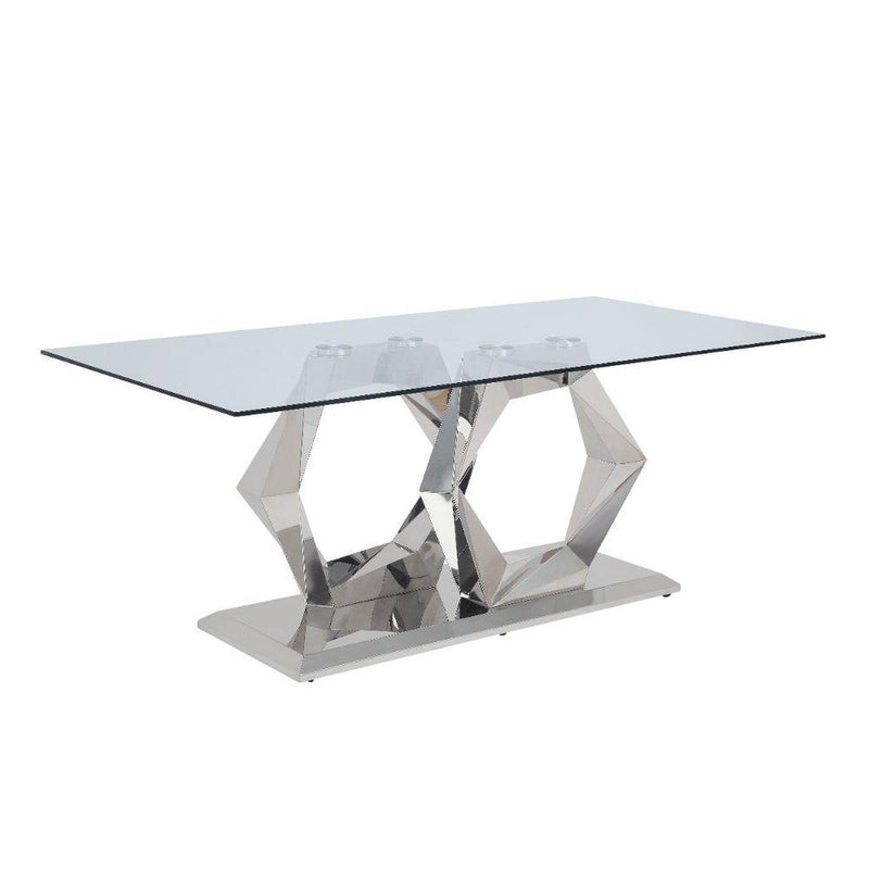 Acme Furniture Gianna Dining Table with Glass Top and Pedestal Base 72470 IMAGE 2