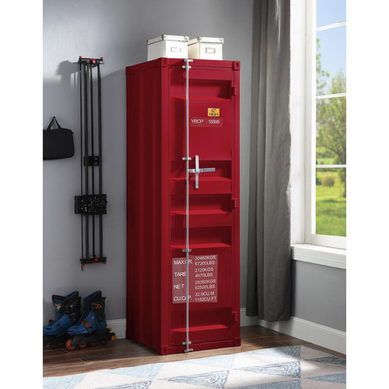 Acme Furniture Cargo 35955 Wardrobe (Single Door) - Red IMAGE 4