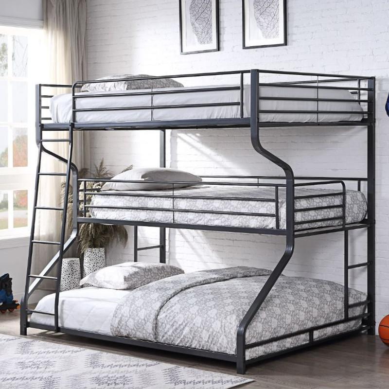 Acme Furniture Caius II 37795 Triple Bunk Bed - Gunmetal IMAGE 1