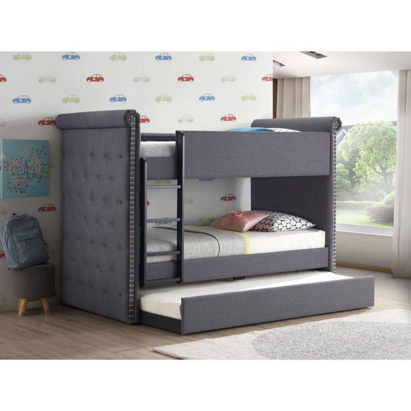 Acme Furniture Romana II 37855 Twin Over Twin Bunk Bed & Trundle - Grey IMAGE 2