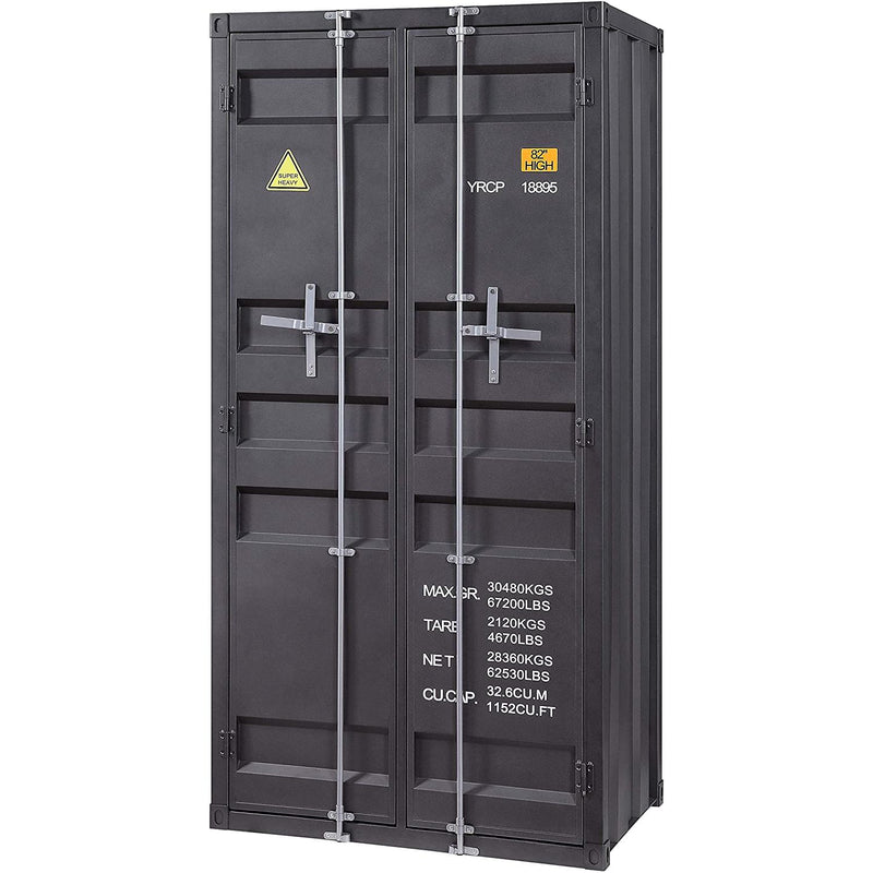 Acme Furniture Cargo 37899 Wardrobe (Double Door) - Gunmetal IMAGE 2