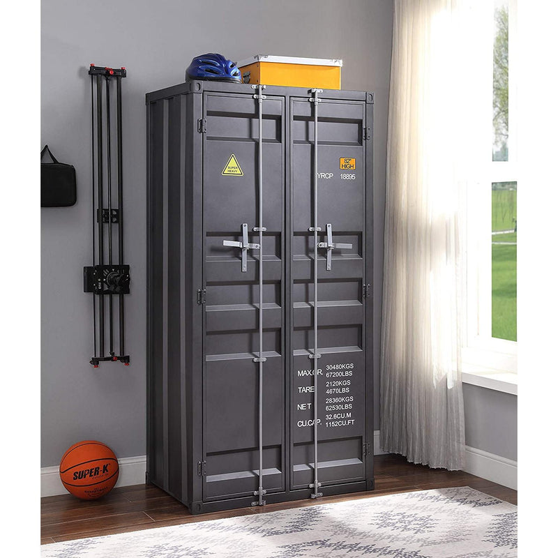 Acme Furniture Cargo 37899 Wardrobe (Double Door) - Gunmetal IMAGE 4