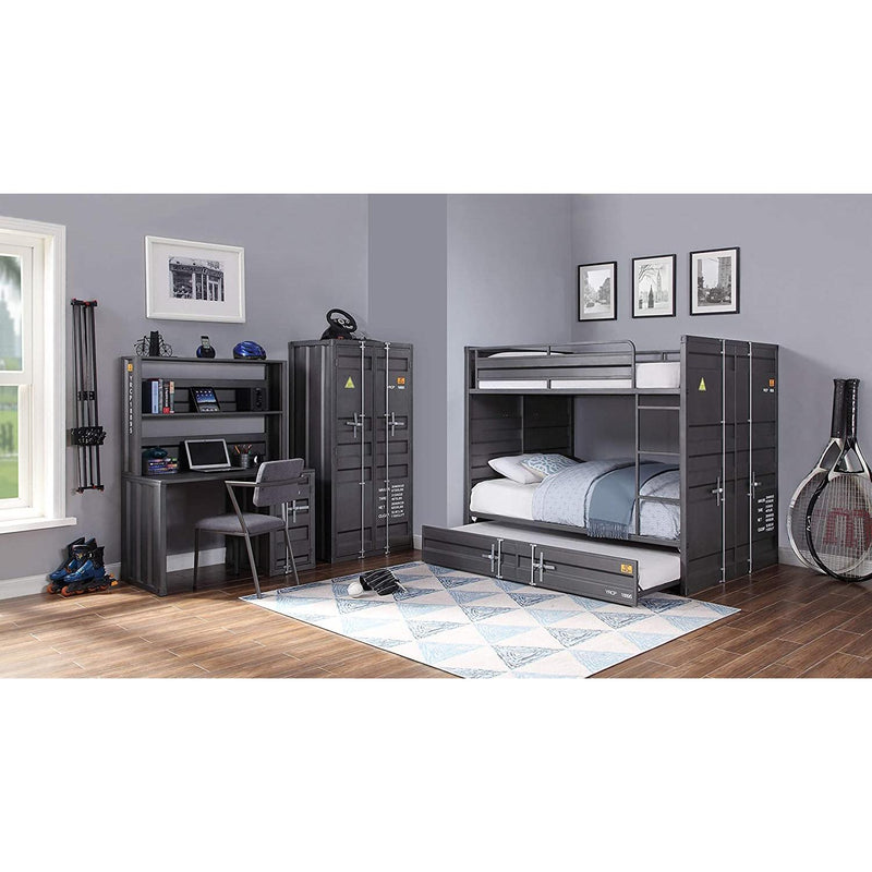 Acme Furniture Cargo 37899 Wardrobe (Double Door) - Gunmetal IMAGE 6